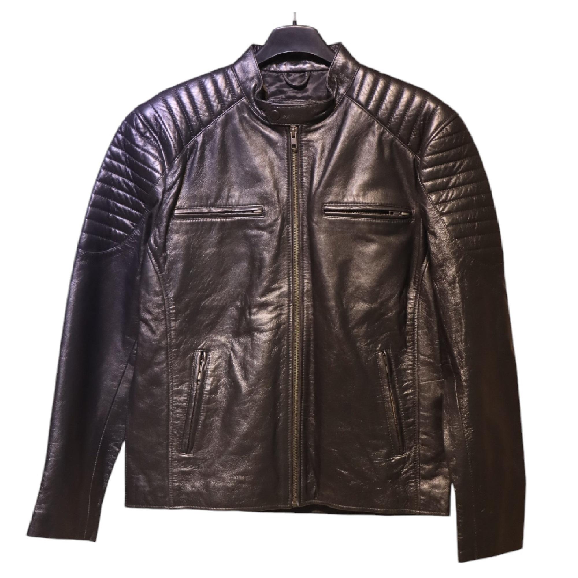 Slim Black Biker Leather Jacket